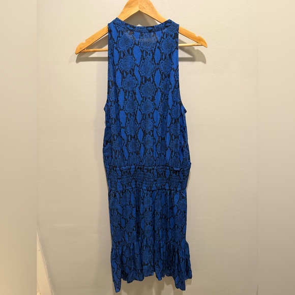 A.L.C. Blue & Black Silk Snake Print Asymmetrical Hem Dress NWT Size 10 - Picture 4 of 6